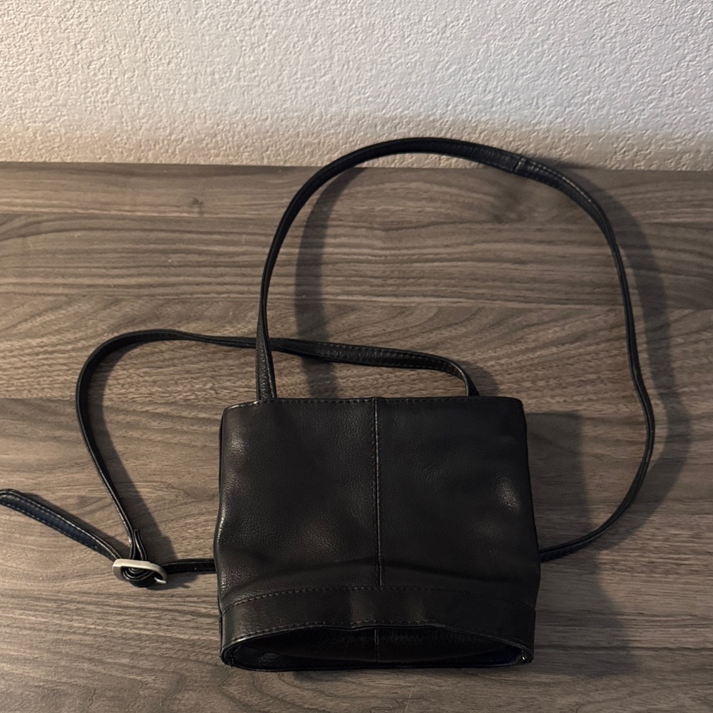 Classic Black Leather Crossbody Bag - Women's